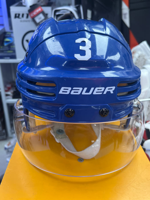 Used Bauer Maple Leafs Pro Stock - J.Holl - Senior Medium Helmet